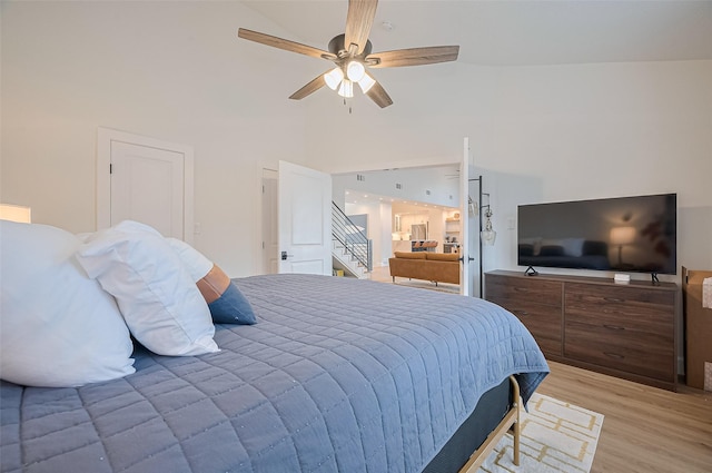 3734 Windswept Dr, Montgomery, TX 77356 - bedroom with light wood-style floors and ceiling fan