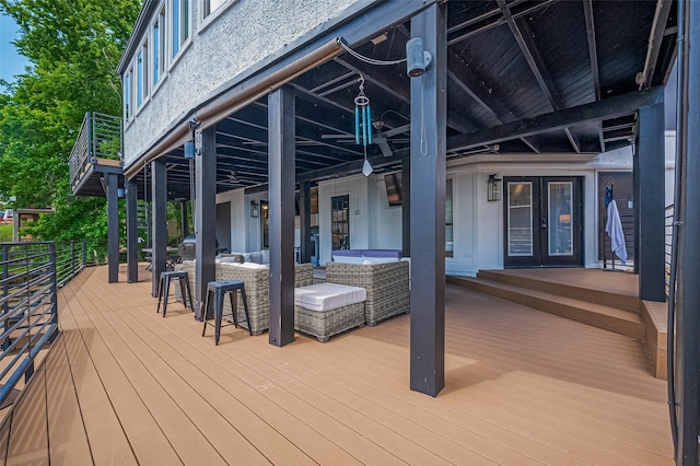 3734 Windswept Dr, Montgomery, TX 77356 - wooden deck with french doors