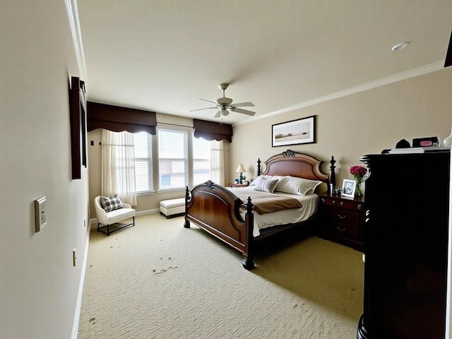 2914 Renoir, Sugar Land, TX 77479 - bedroom featuring carpet, ornamental molding, baseboards, and ceiling fan