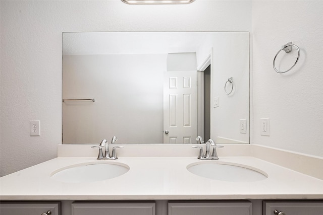 full bathroom featuring double vanity and a sink