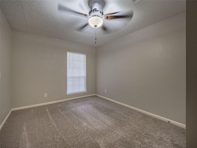 1701 N Park Way Dr, Deer Park, TX 77536 - empty room featuring a ceiling fan, carpet, baseboards, and a textured ceiling