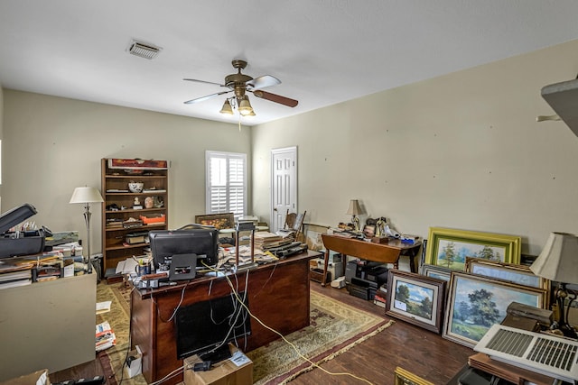 2926 Deer Creek Dr, Sugar Land, TX 77478 - office space with a ceiling fan and wood finished floors