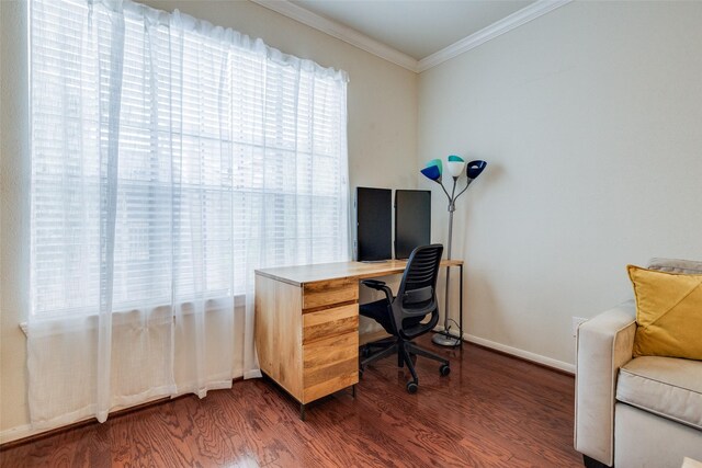 2255 Braeswood Park Dr Unit 294, Houston, TX 77030 - office space with dark wood-type flooring, crown molding, and baseboards
