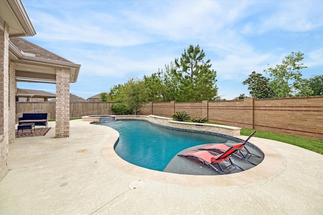 15039 Eves Necklace Ct, Cypress, TX 77433 - view of pool with a pool with connected hot tub, a patio, and a fenced backyard