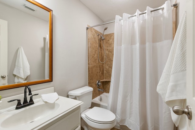 4911 Ontonagon Way, Spring, TX 77386 - bathroom featuring toilet, vanity, and shower / bath combination with curtain