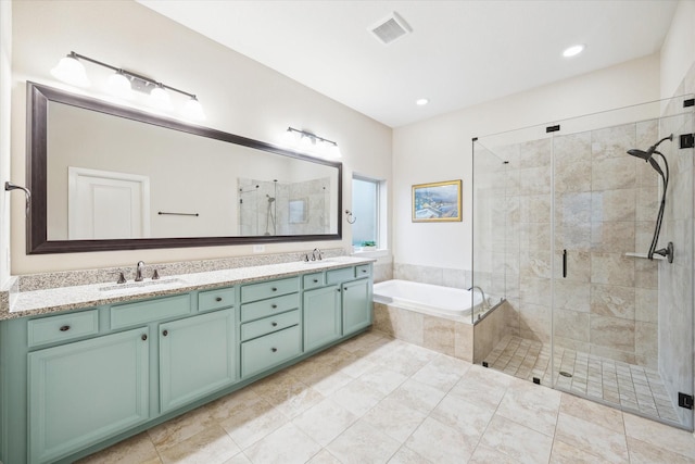 31021 Harvest Meadow Ln, Spring, TX 77386 - full bath with a stall shower, double vanity, and a bath