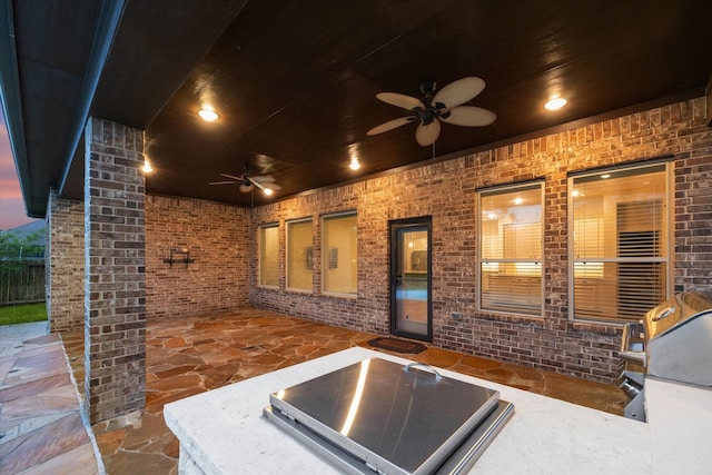 31021 Harvest Meadow Ln, Spring, TX 77386 - view of patio with a ceiling fan and area for grilling