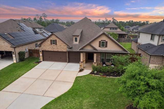 31021 Harvest Meadow Ln, Spring, TX 77386 - craftsman house featuring covered porch, concrete driveway, brick siding, a residential view, and a shingled roof
