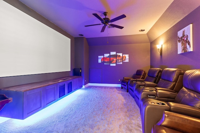 1002 Timberland Bay Ct, Pinehurst, TX 77362 - home theater featuring carpet floors, ceiling fan, and baseboards