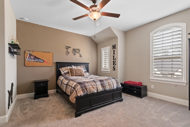 1002 Timberland Bay Ct, Pinehurst, TX 77362 - carpeted bedroom with baseboards, a ceiling fan, and vaulted ceiling