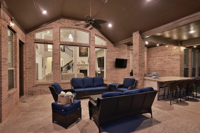 1002 Timberland Bay Ct, Pinehurst, TX 77362 - view of patio / terrace featuring outdoor lounge area, outdoor dry bar, and ceiling fan