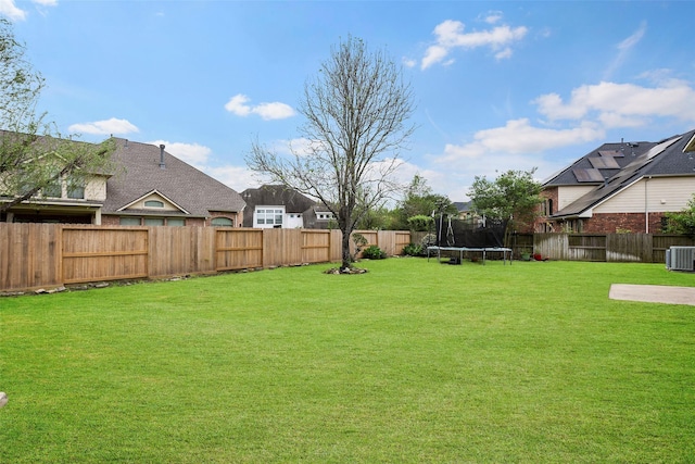 11812 Sea Shadow Bnd, Pearland, TX 77584 - fenced backyard featuring a trampoline