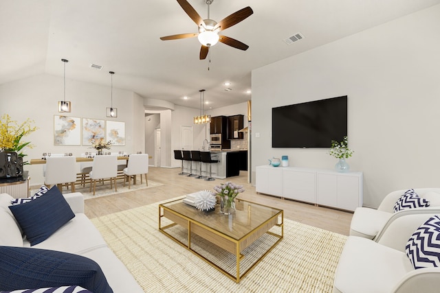 149 Sunray Creek Dr, Katy, TX 77493 - living area with ceiling fan, visible vents, and light wood-style floors