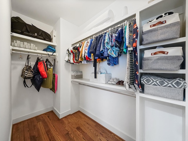 spacious closet with wood finished floors