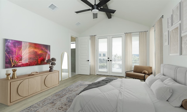 119 E 43rd St Unit A, Houston, TX 77018 - bedroom with visible vents, access to outside, french doors, and light wood-style flooring