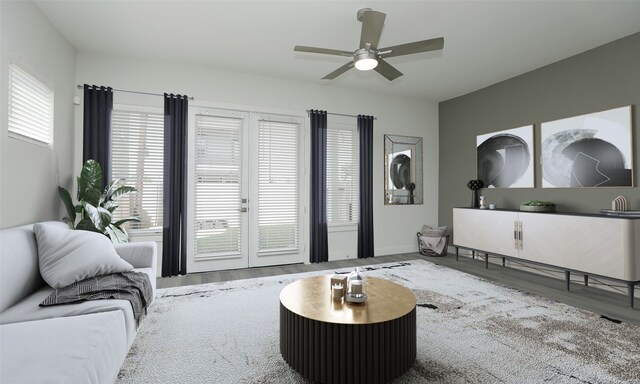 119 E 43rd St Unit A, Houston, TX 77018 - living room featuring wood finished floors and ceiling fan