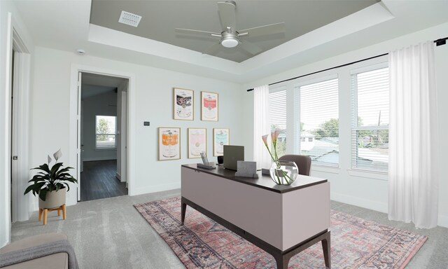 121 E 43rd St Unit B, Houston, TX 77018 - office space featuring a tray ceiling, a ceiling fan, and plenty of natural light