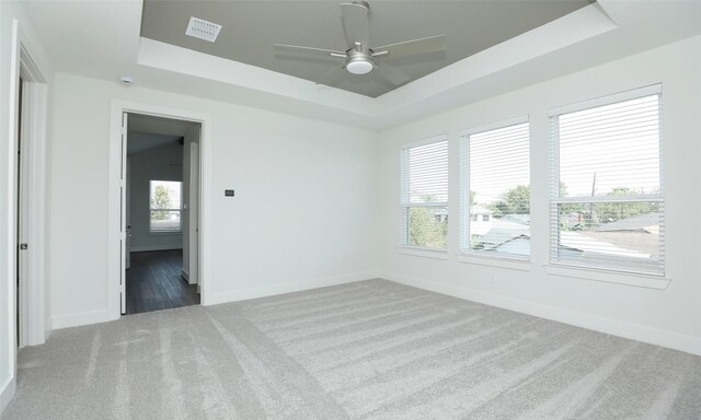 121 E 43rd St Unit B, Houston, TX 77018 - carpeted spare room with a tray ceiling, a wealth of natural light, a ceiling fan, and baseboards