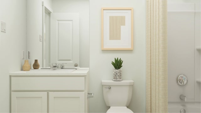 12511 Lady Slipper Rd, Houston, TX 77038 - bathroom featuring shower / tub combo with curtain, toilet, and vanity
