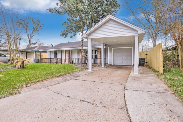 11610 Lane St, Houston, TX 77029 - single story home with driveway, a front yard, fence, a porch, and brick siding