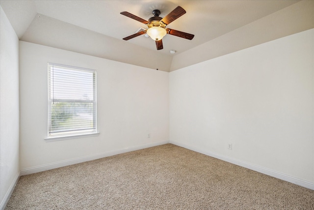 27 Tioga Pl, The Woodlands, TX 77375 - unfurnished room with light carpet, ceiling fan, baseboards, and vaulted ceiling