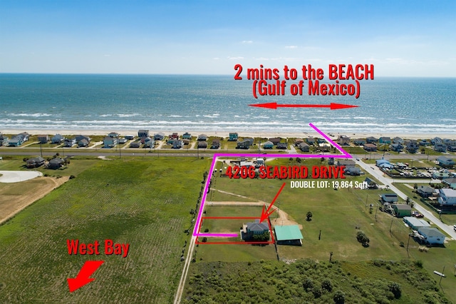 4206 Seabird Dr, Galveston, TX 77554 - view of property location featuring waterfront with a beach and property parcel outlined