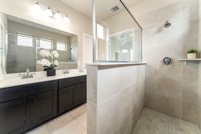 5014 Aspen Orchard Dr, Houston, TX 77066 - full bathroom featuring walk in shower, double vanity, and tile patterned floors