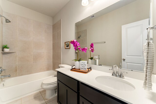 5014 Aspen Orchard Dr, Houston, TX 77066 - full bathroom featuring toilet, vanity, shower / washtub combination, and tile patterned floors