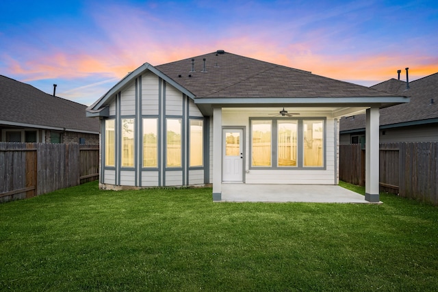 5014 Aspen Orchard Dr, Houston, TX 77066 - rear view of property with a patio, ceiling fan, and a shingled roof