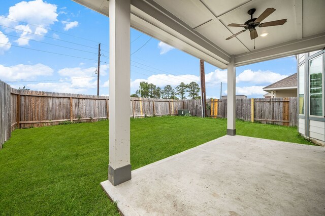 5014 Aspen Orchard Dr, Houston, TX 77066 - view of yard with ceiling fan and a patio area