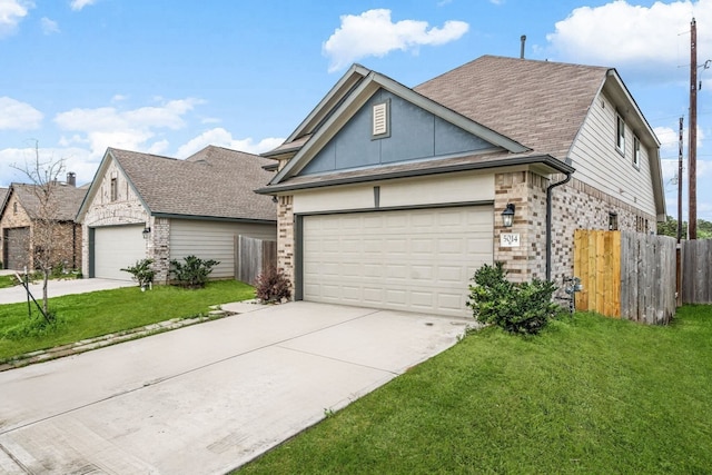5014 Aspen Orchard Dr, Houston, TX 77066 - view of front of property with concrete driveway, a shingled roof, brick siding, and a garage