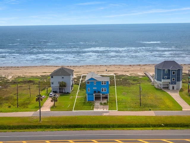 22915 Gulf Dr, Galveston, TX 77554 - bird's eye view with a beach view and a water view