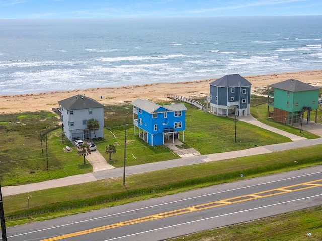 22915 Gulf Dr, Galveston, TX 77554 - aerial view with a water view and a beach view