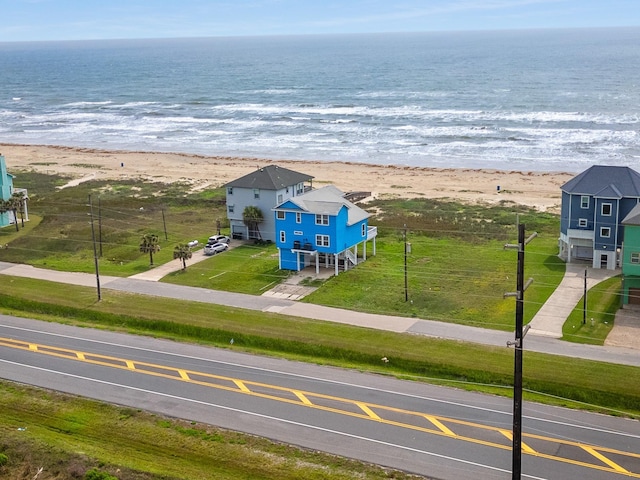 22915 Gulf Dr, Galveston, TX 77554 - drone / aerial view with a beach view and a water view