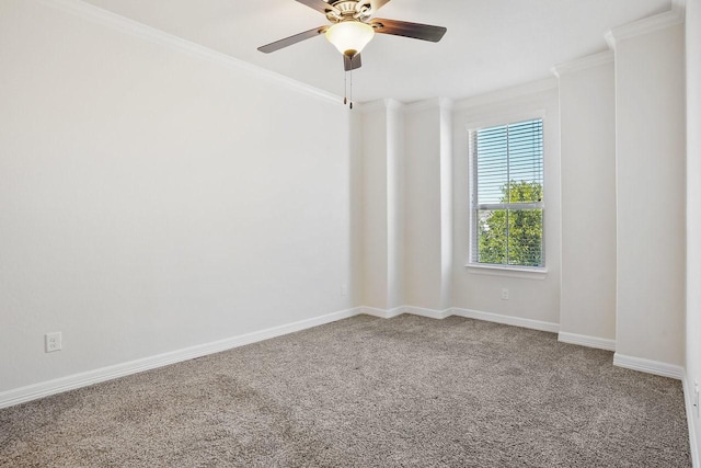 13217 Green Hills Dr, Houston, TX 77077 - spare room with carpet, ceiling fan, crown molding, and baseboards