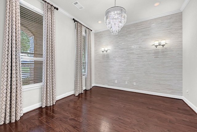3411 Heather Garden Trl, Richmond, TX 77406 - empty room featuring baseboards, crown molding, a chandelier, wood finished floors, and recessed lighting
