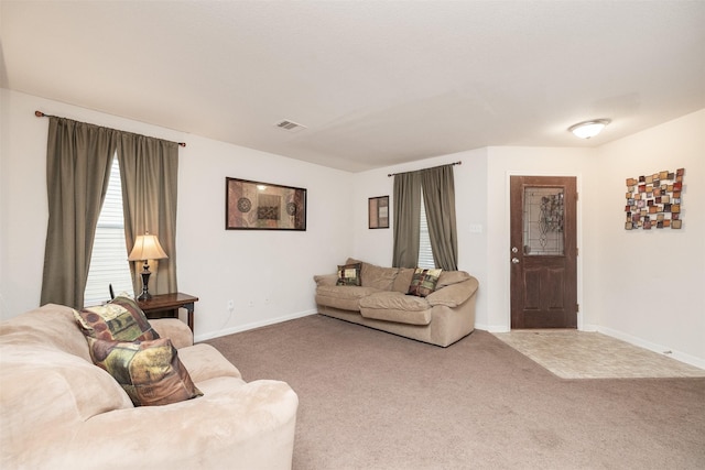 22110 Orchard Dale Dr, Spring, TX 77389 - carpeted living room featuring visible vents and baseboards