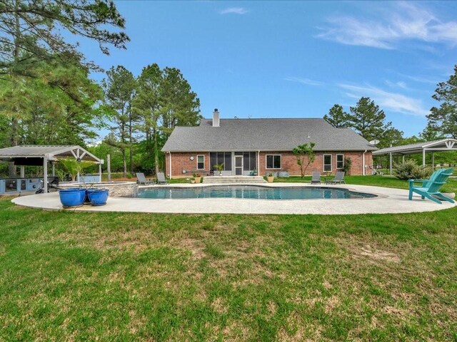 3065 S Fm 1194, Lufkin, TX 75904 - outdoor pool featuring a sunroom, a gazebo, a yard, and a patio area