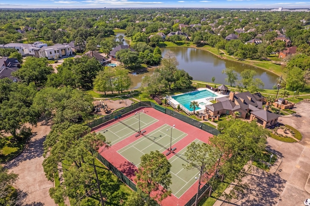 5206 Summer Snow Dr, Houston, TX 77041 - drone / aerial view of a nearby body of water and a pool