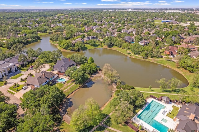 5206 Summer Snow Dr, Houston, TX 77041 - aerial perspective of suburban area with a nearby body of water and a pool