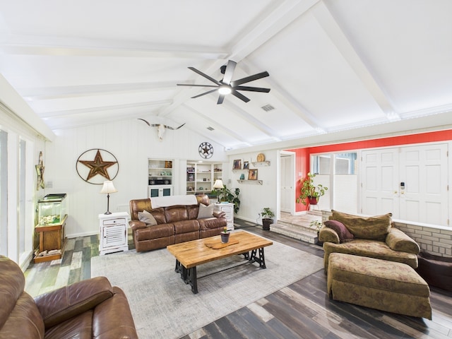 1310 Golden Bear Ln, Kingwood, TX 77339 - living area with wood finished floors and a ceiling fan