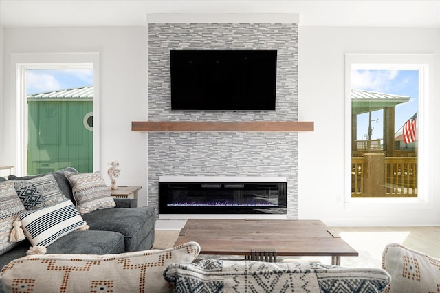 986 Bolivar Dunes Blvd, Gilchrist, TX 77617 - living room with a large fireplace