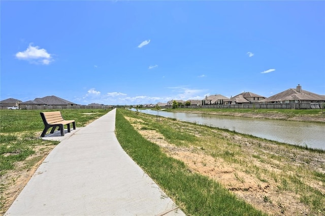 view of community featuring a water view
