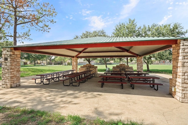 view of home's community with a yard and a gazebo