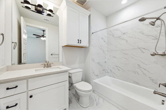 626 Attingham Dr, Houston, TX 77024 - full bath with vanity, shower / tub combination, toilet, and marble finish floors