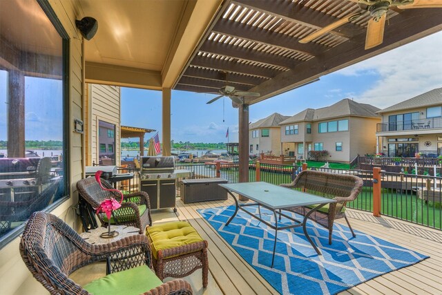 343 Old Aqua Lndg E, Conroe, TX 77356 - deck with a pergola and ceiling fan