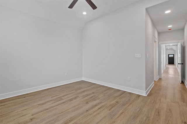 416 13th St, San Leon, TX 77539 - unfurnished room with ceiling fan, light wood-type flooring, baseboards, and recessed lighting