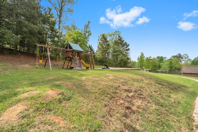 view of yard with a playground
