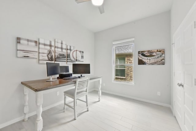 250 Peninsula Point Dr, Montgomery, TX 77356 - office space with a ceiling fan, baseboards, and light wood finished floors