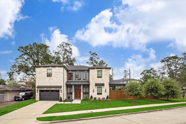 739 Azaleadell Dr, Houston, TX 77018 - view of front of home featuring concrete driveway, an attached garage, and brick siding